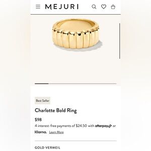 Mejuri Gold Vermeil Charlotte Bold Ring Sz 7